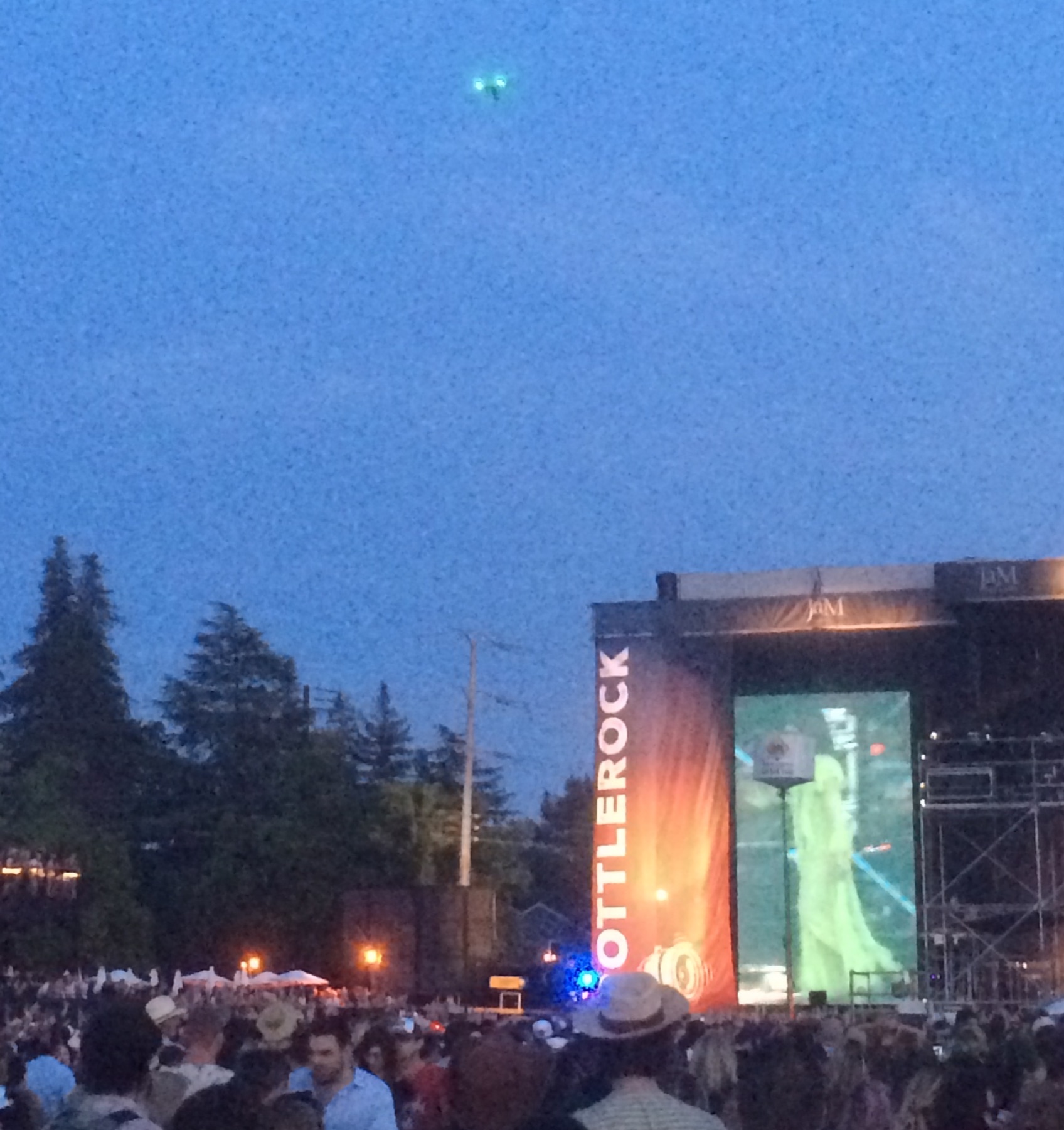  A DJI Inspire 1 V5 seen above the crowds of the BottleRock Festival on May 28, 2016. 