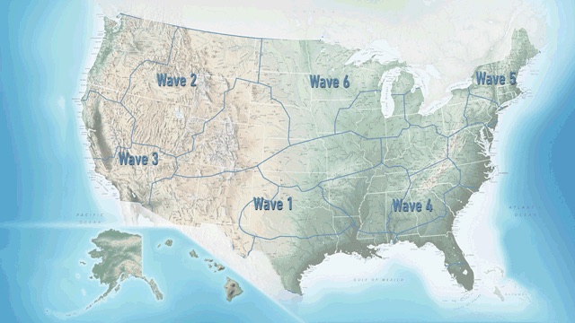 The FAA is rolling out the LAANC program in 5 waves. Image courtesy FAA.