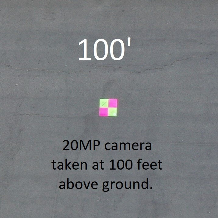 Aerotas ground control point visibility at 100 feet above ground level