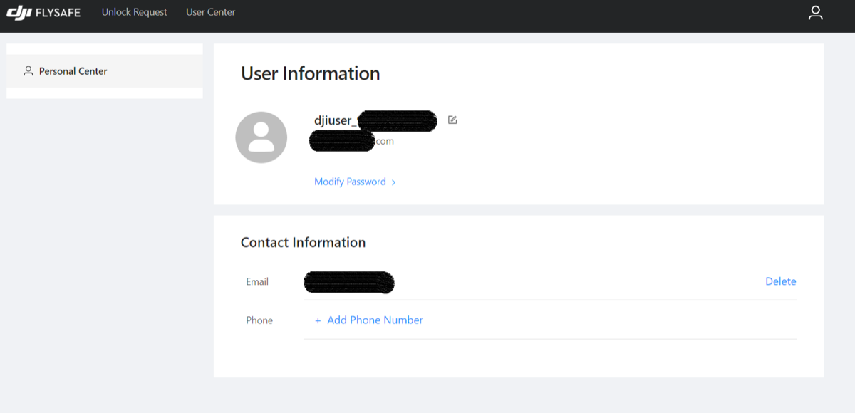 First login screen for DJI's geozone unlocking dashboard.