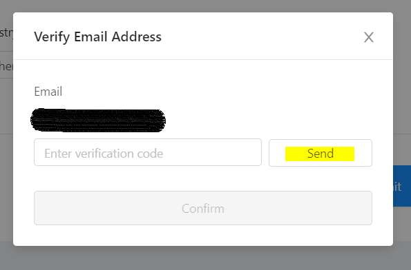 Verification screen for confirming the email or phone tied to a DJI account.