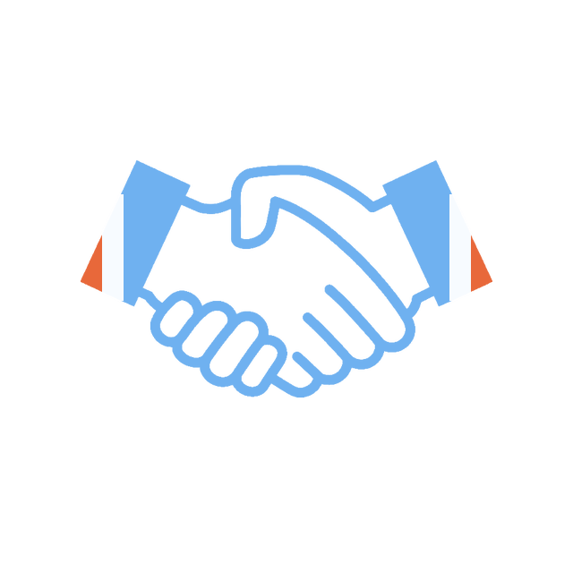 Clip art illustration of two hands shaking.